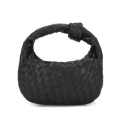 Geanta mica de mana, model impletit, din piele naturala DiAmanti Firenze Neagra